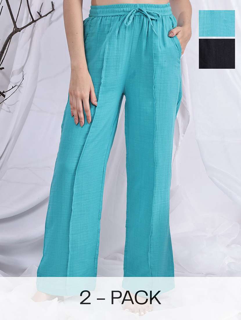 women pack of 2 mid rise loung wear pajama