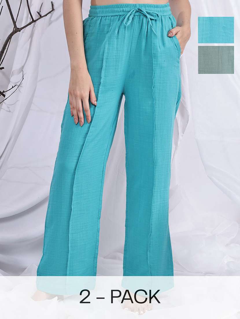 women pack of 2 mid rise loung wear pajama