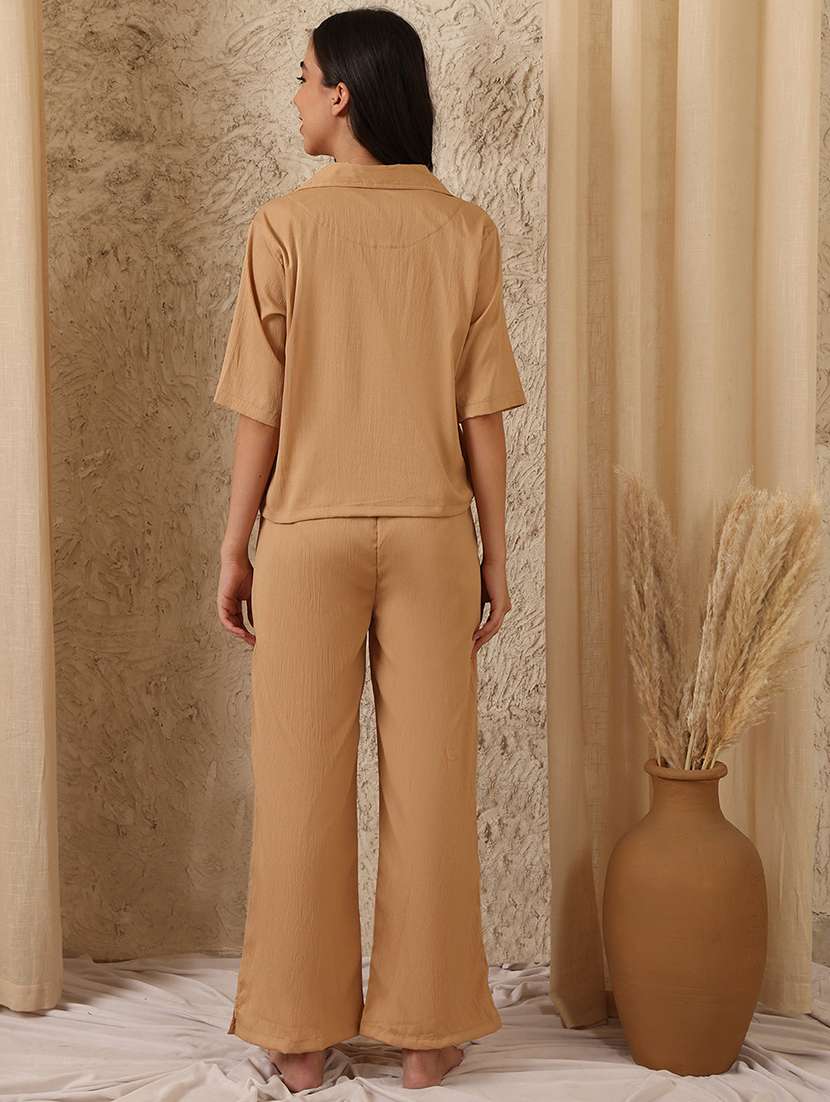 women solid nightwear pyjama set - 22330164 -  Standard Image - 3
