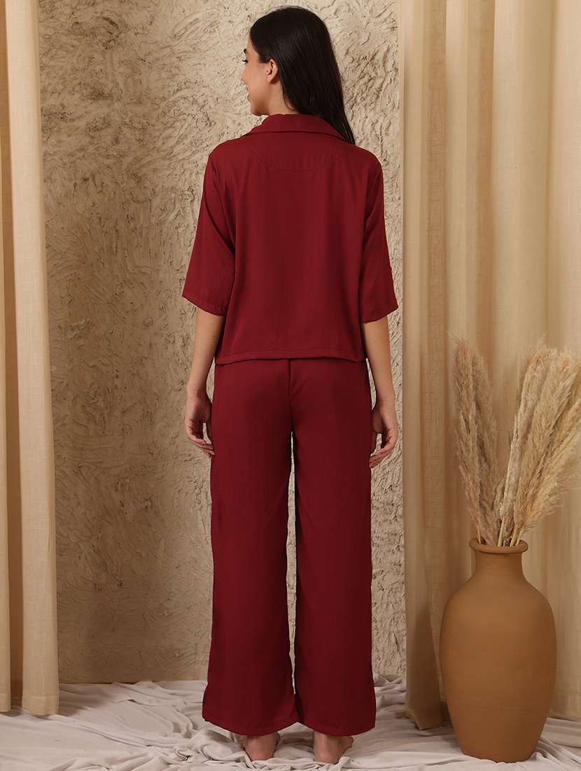 women solid nightwear pyjama set - 22330165 -  Standard Image - 5