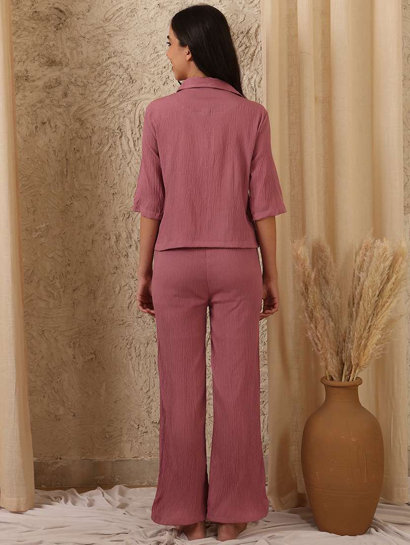 women solid nightwear pyjama set - 22330166 -  Standard Image - 3