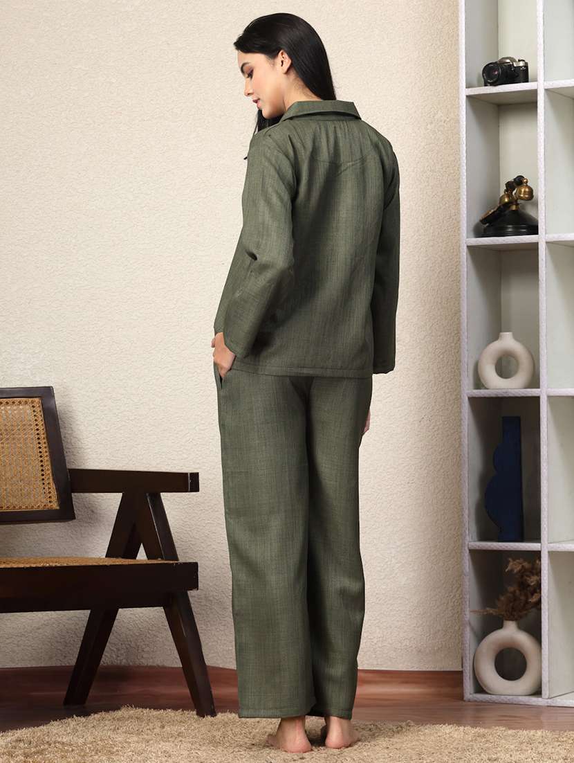 women solid nightwear pyjama set - 22330171 -  Standard Image - 3