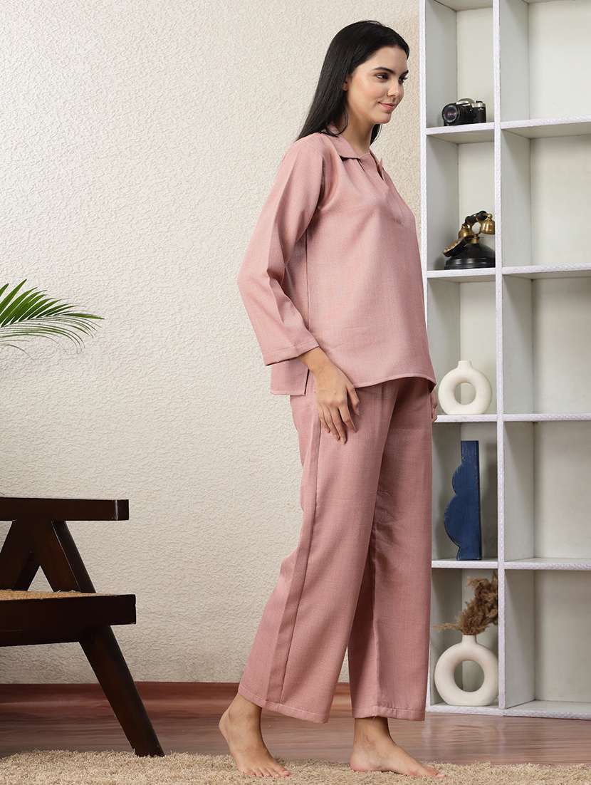 women solid nightwear pyjama set - 22330173 -  Standard Image - 3