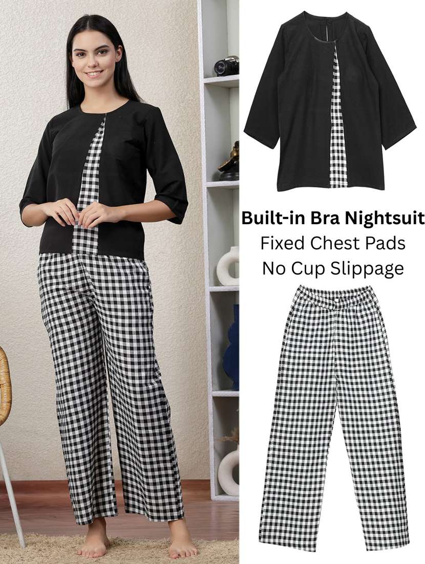 women printed bluit-in bra nightwear pyjama set - 22330175 -  Standard Image - 5