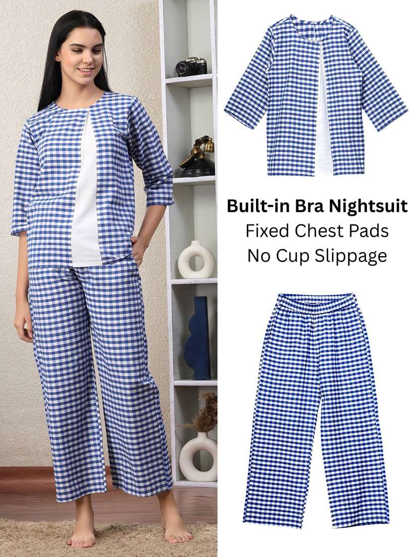 women printed bluit-in bra nightwear pyjama set - 22330176 -  Standard Image - 5