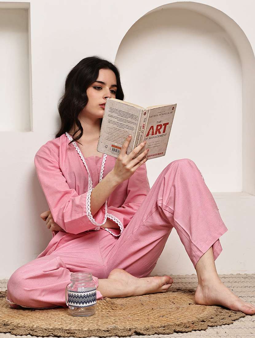 women solid nightwear pyjama set - 22330185 -  Standard Image - 5