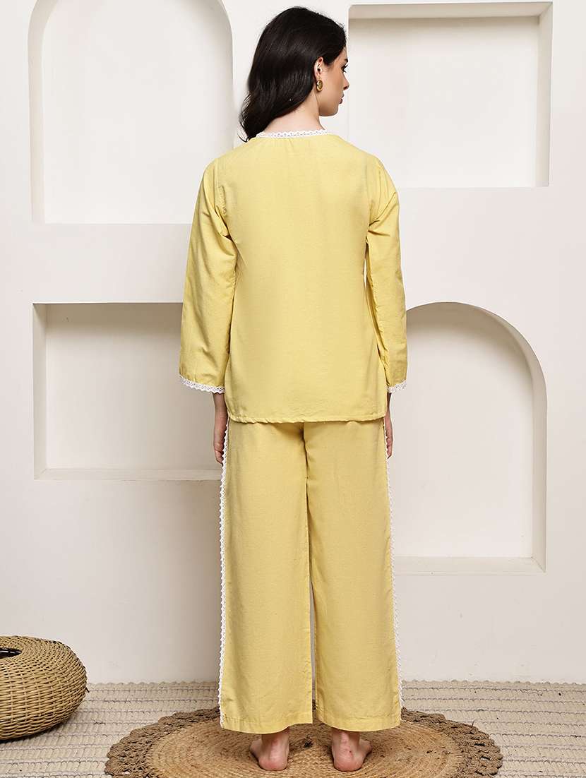 women solid nightwear pyjama set - 22330186 -  Standard Image - 3