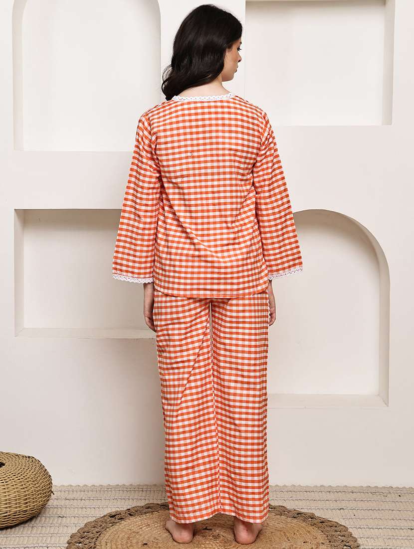 women checkered nightwear pyjama set - 22330193 -  Standard Image - 5