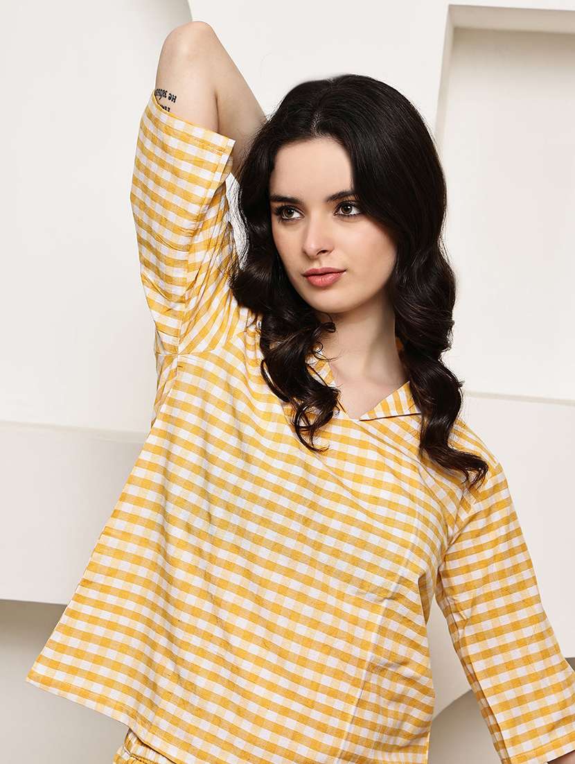 women checkered nightwear pyjama set - 22330194 -  Standard Image - 5