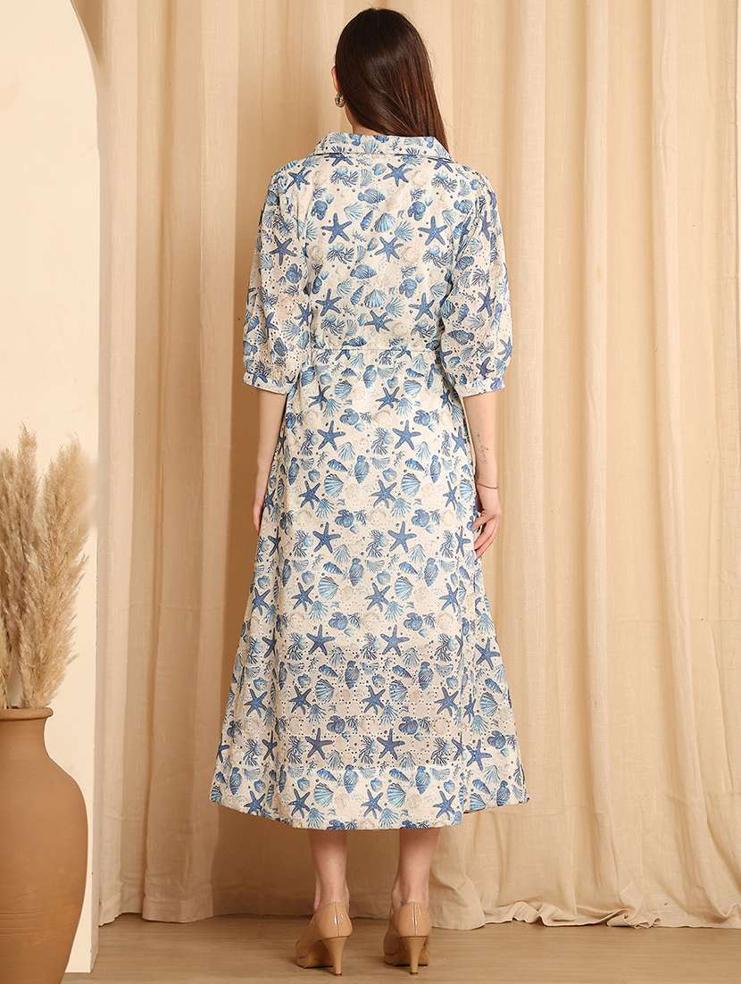 women printed collared fit and flared dress - 22330268 -  Standard Image - 3