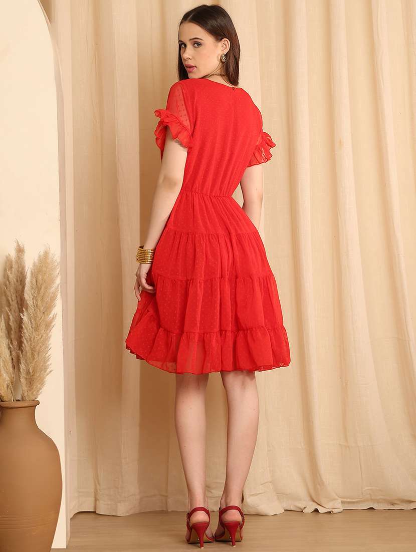 women self designed short sleeve tiered dress - 22330271 -  Standard Image - 3