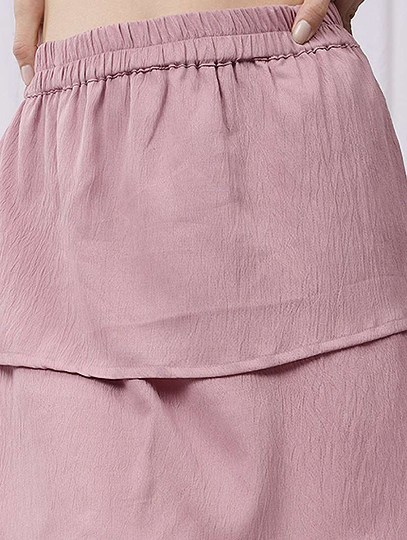 women solid high rise layered skirt - 22330302 -  Standard Image - 3