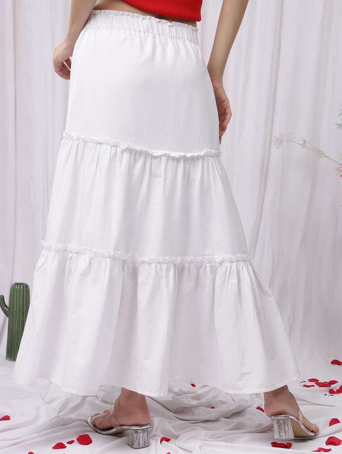 women solid high rise layered skirt - 22330304 -  Standard Image - 3