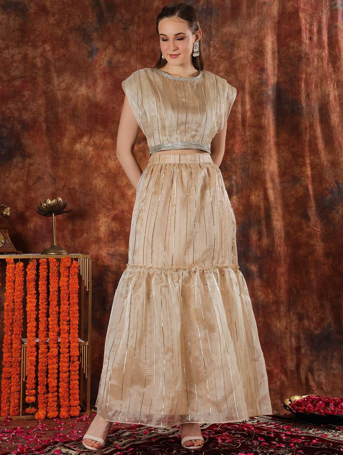 women solid high rise tiered skirt