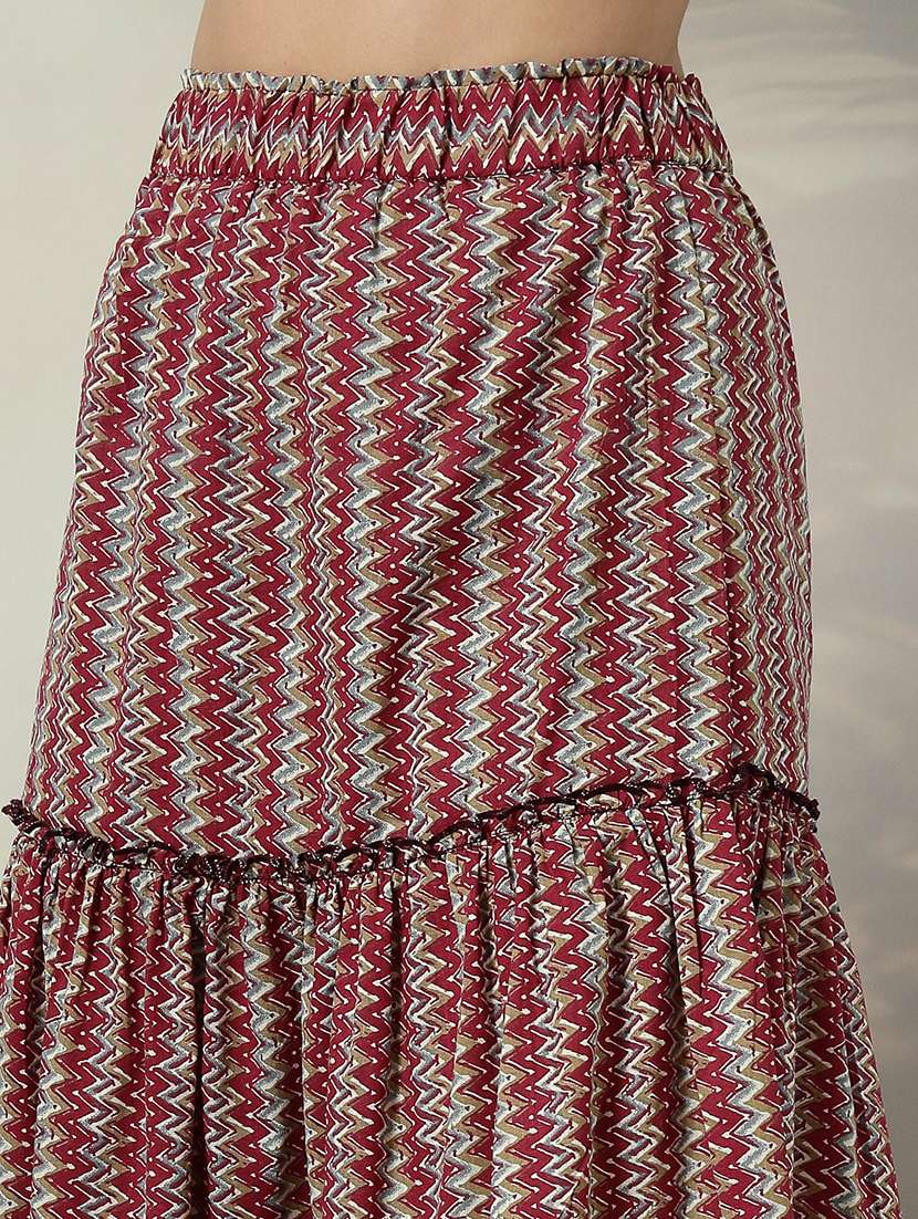 Women Printed High Rise Tiered Skirt - 22330335 -  Standard Image - 3