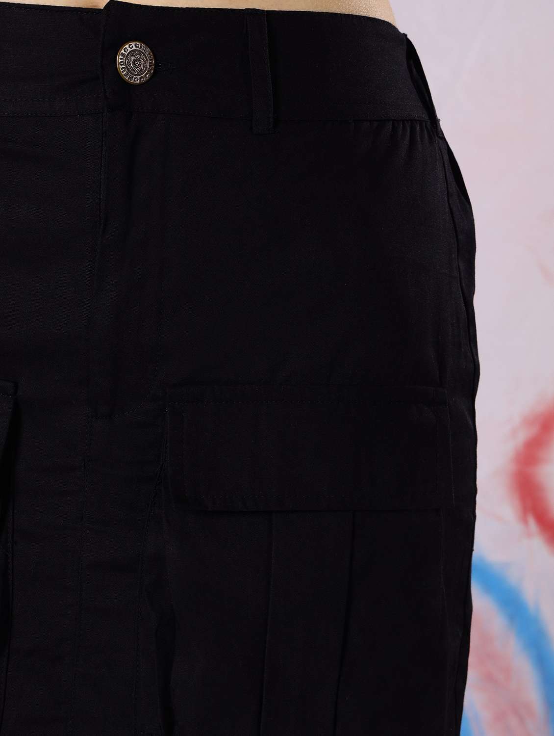 women solid high rise cargo skirt - 22330336 -  Standard Image - 3
