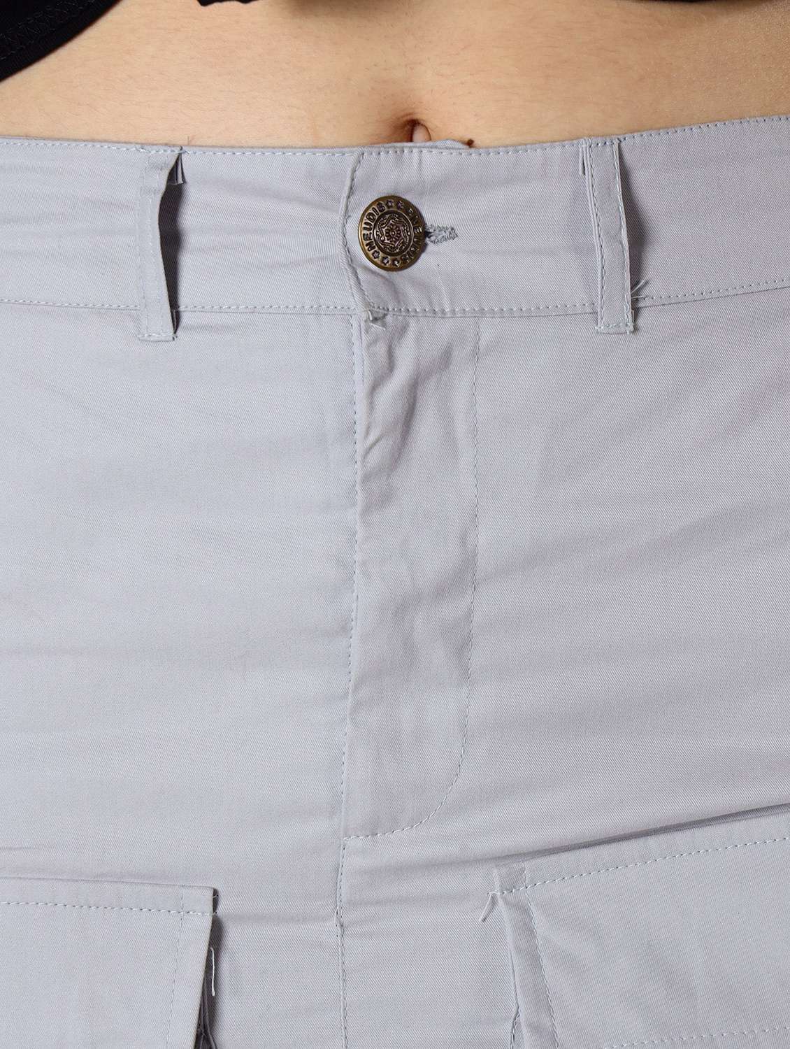 women solid high rise cargo skirt - 22330338 -  Standard Image - 3