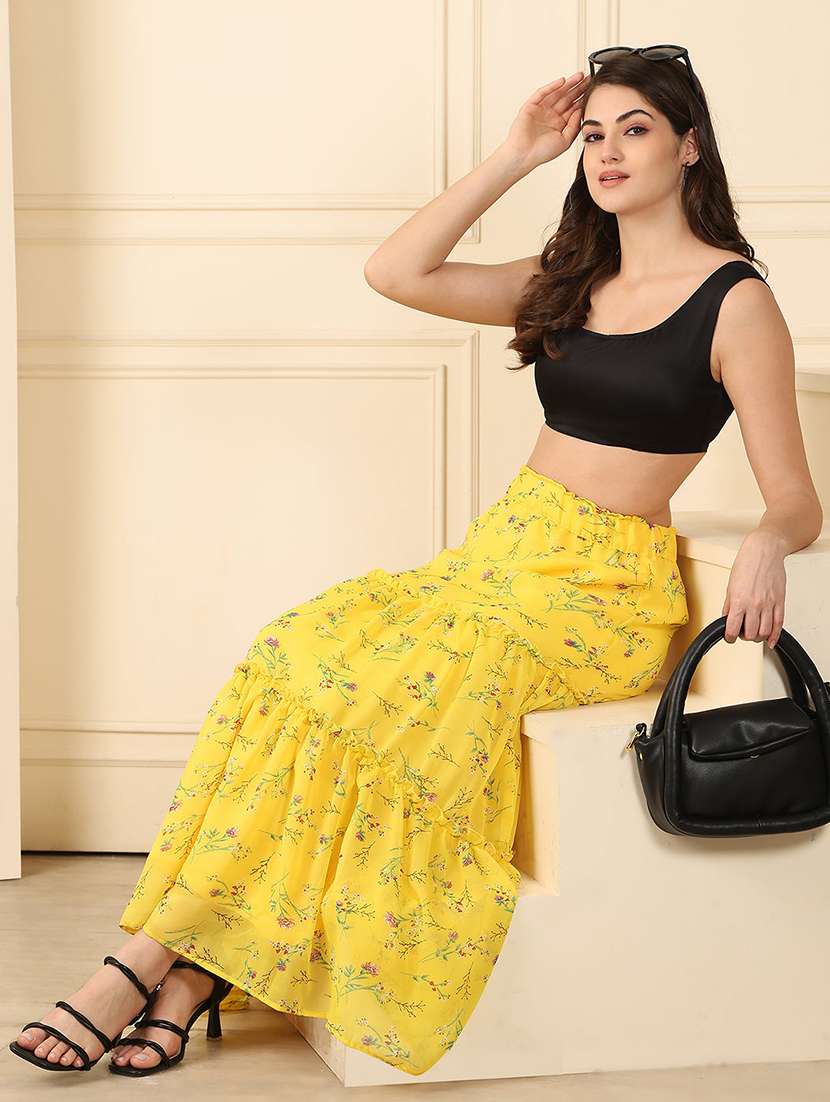 women printed high rise tiered skirt - 22330357 -  Standard Image - 3