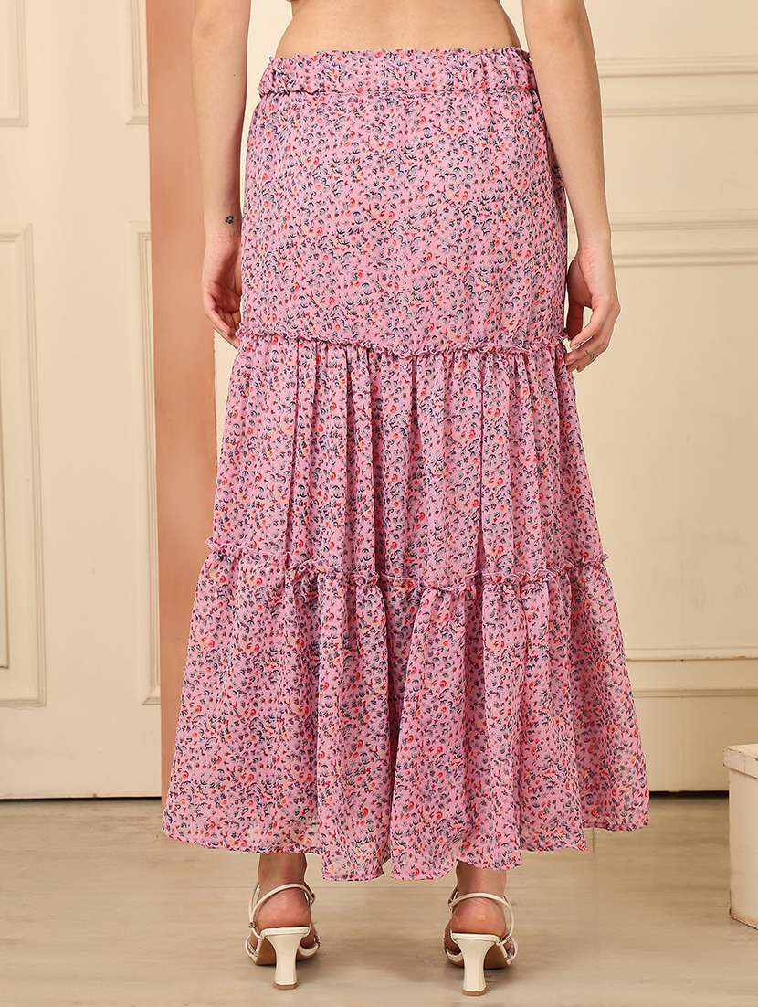 women printed high rise tiered skirt - 22330361 -  Standard Image - 3