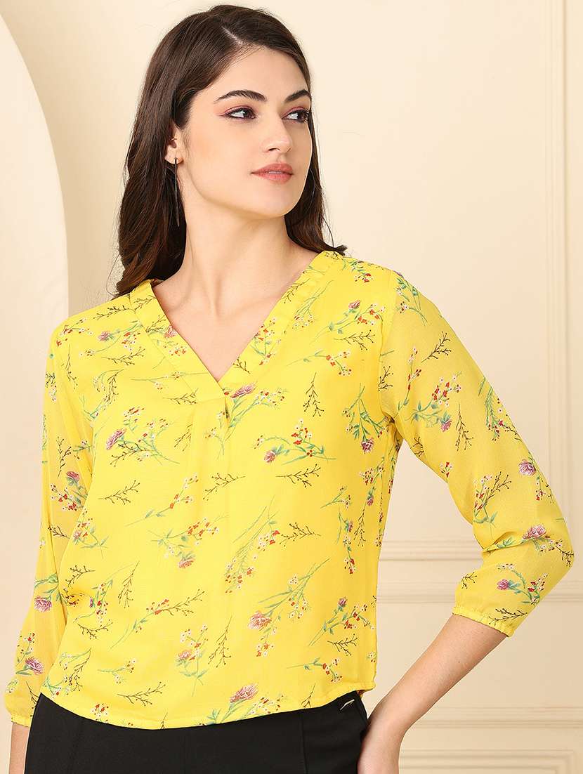 women printed three quarter sleeve regular top - 22330368 -  Standard Image - 3