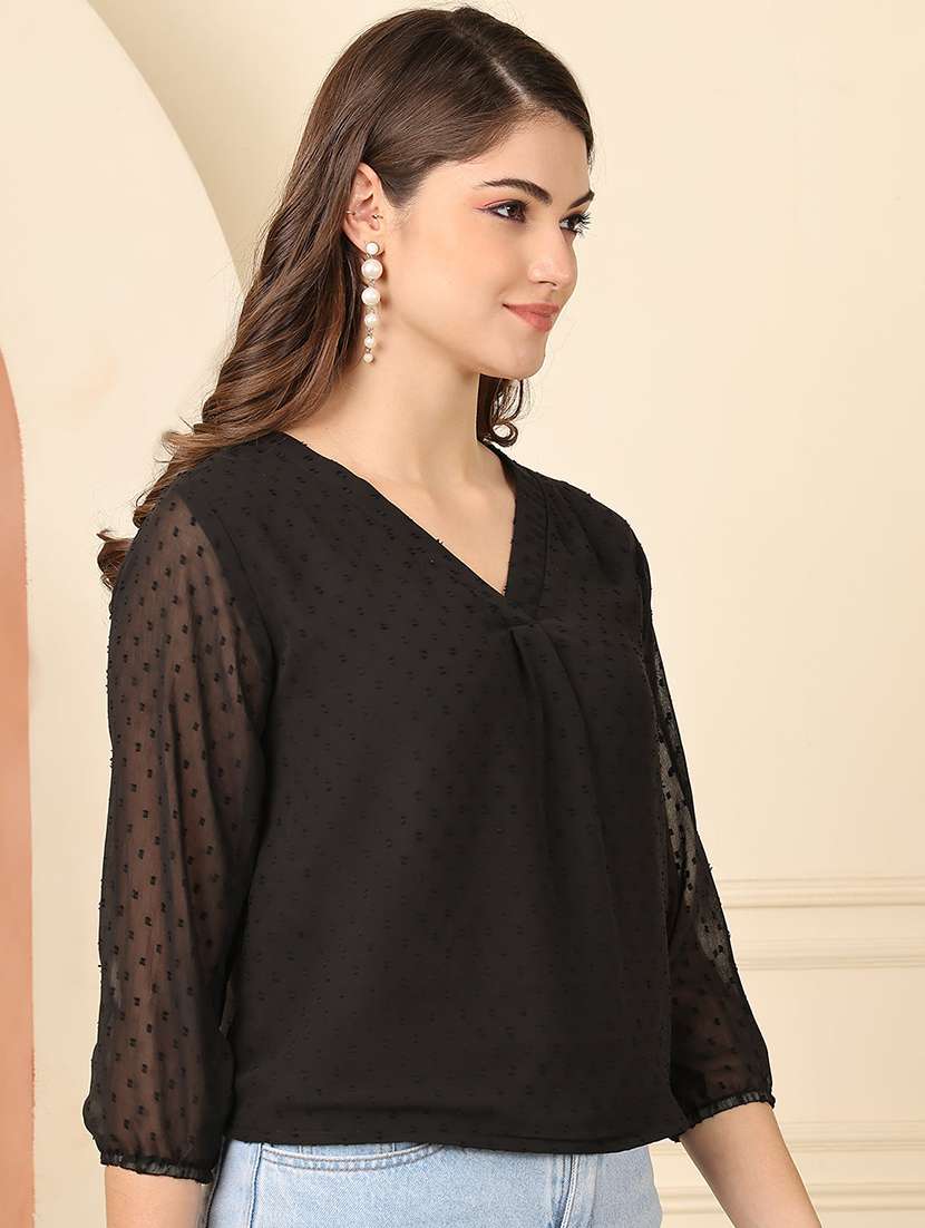 women self designed three quarter sleeve regular top - 22330372 -  Standard Image - 3