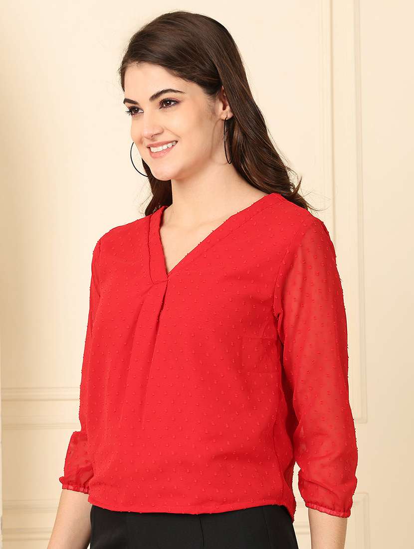 women self designed three quarter sleeve top - 22330375 -  Standard Image - 3