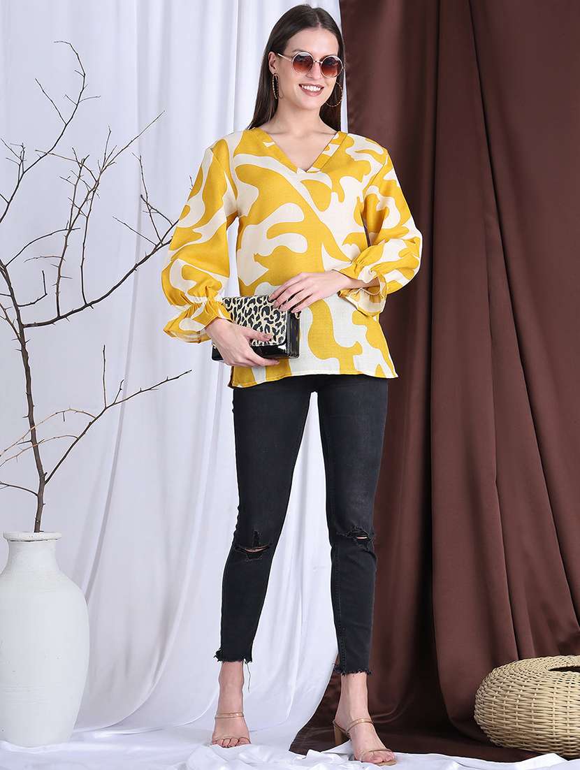 women printed puff sleeve regular top - 22330391 -  Standard Image - 5