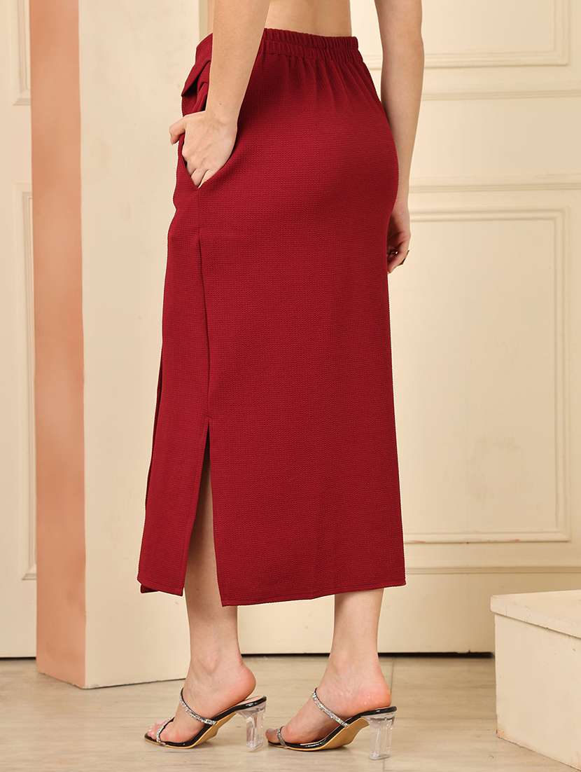 women solid mid rise wrap skirt - 22330406 -  Standard Image - 3