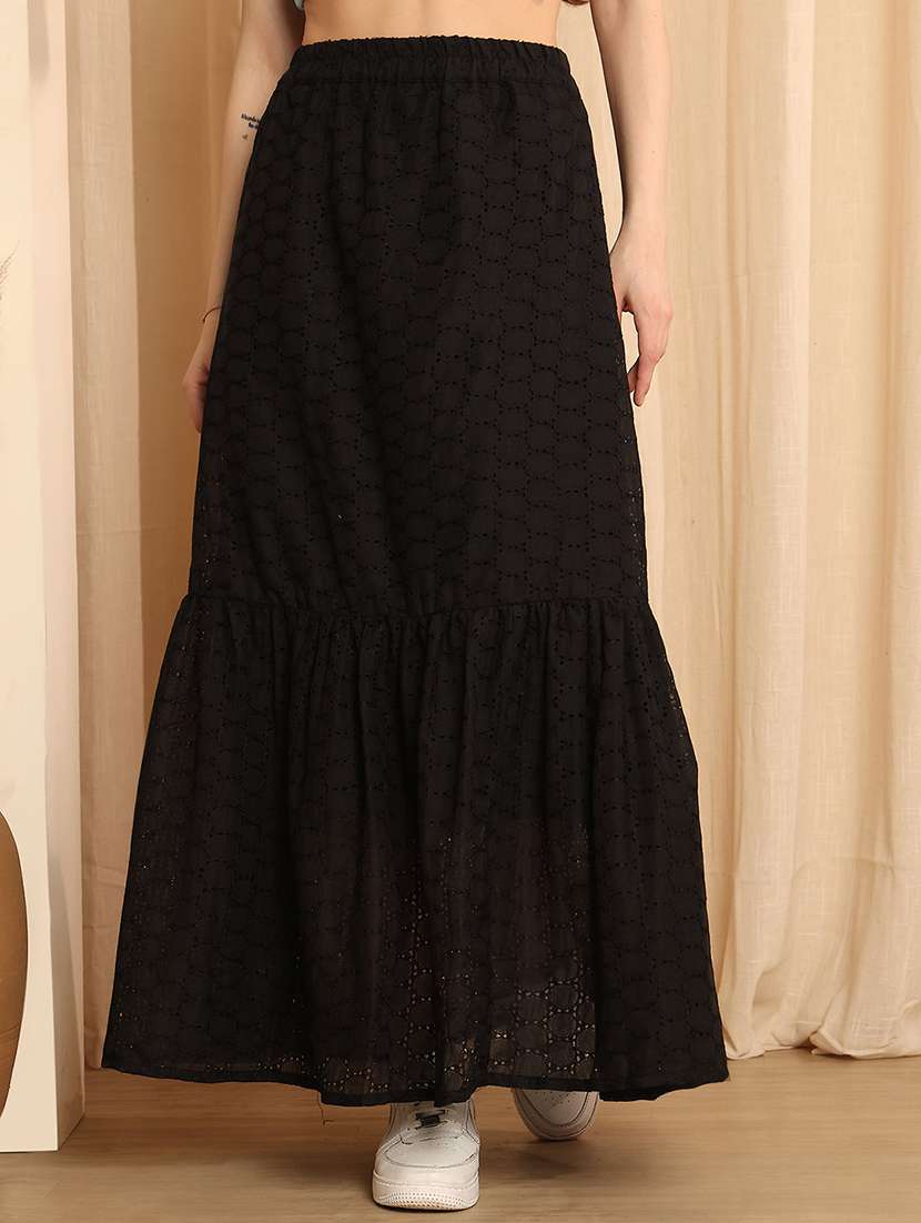 women self designed high rise tiered skirt