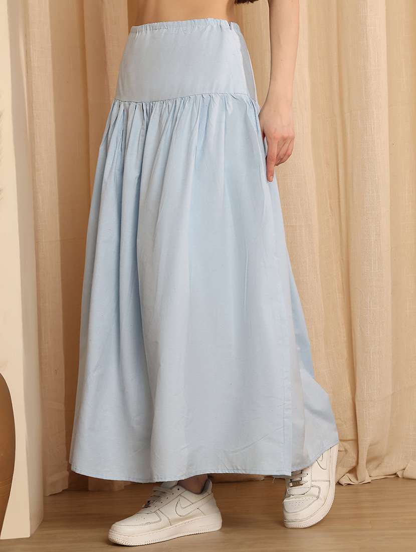 women solid high rise flared skirt - 22330429 -  Standard Image - 3