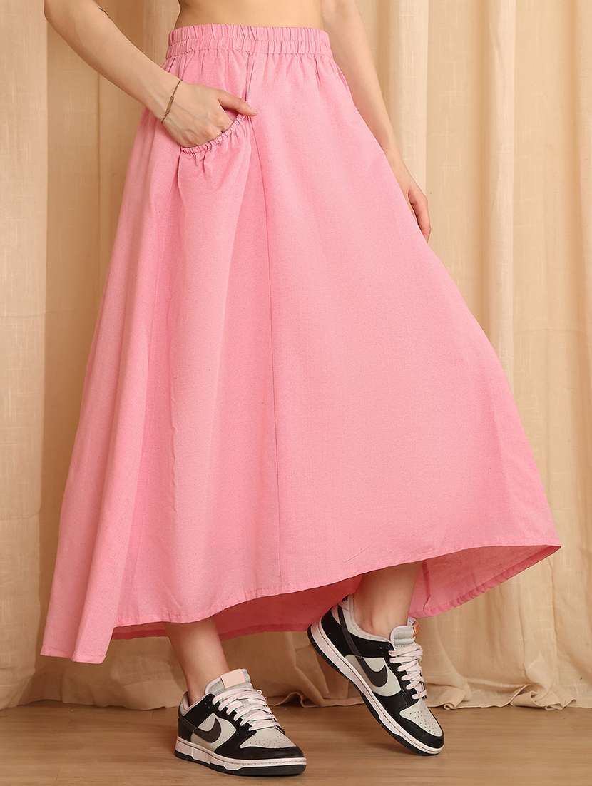 Women Solid High Rise A-line Skirt - 22330432 -  Standard Image - 3