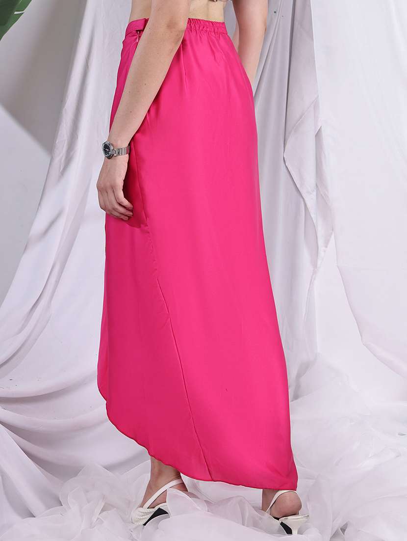 women solid high rise wrap skirt - 22330454 -  Standard Image - 3
