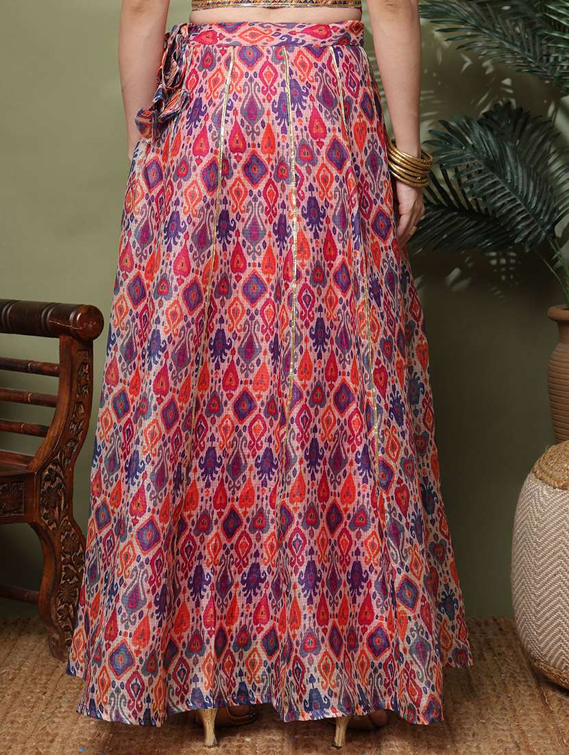 women printed mid rise flared skirt - 22330455 -  Standard Image - 3