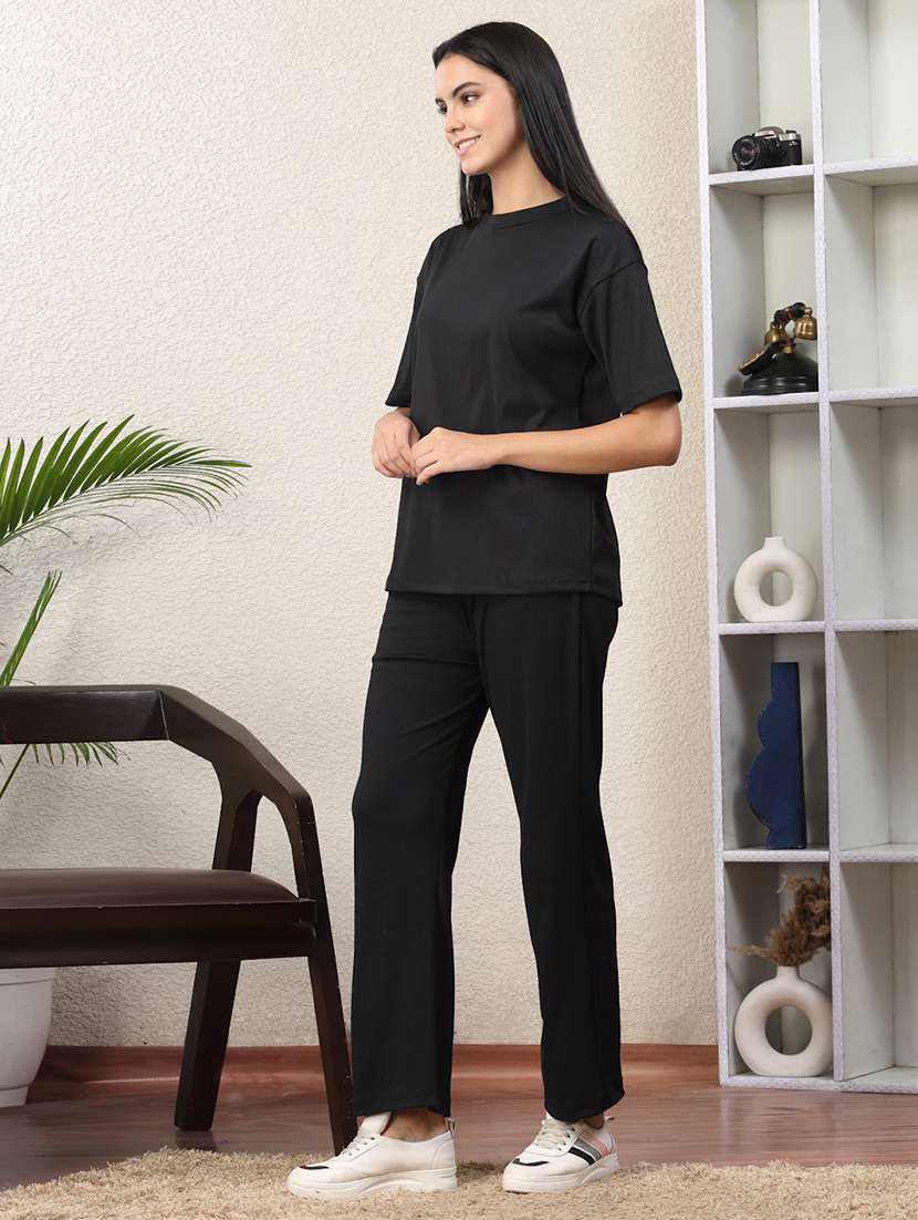 women solid top and trouser co-ord set - 22330476 -  Standard Image - 3