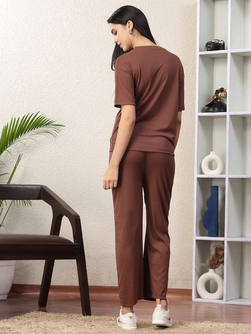 Women Solid Top And Trouser Co-ord Set - 22330477 -  Standard Image - 3