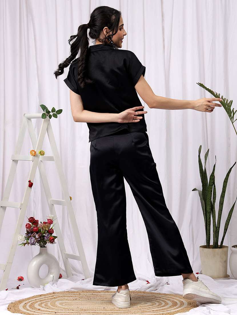 women solid shirt and trouser co-ord set - 22330490 -  Standard Image - 3