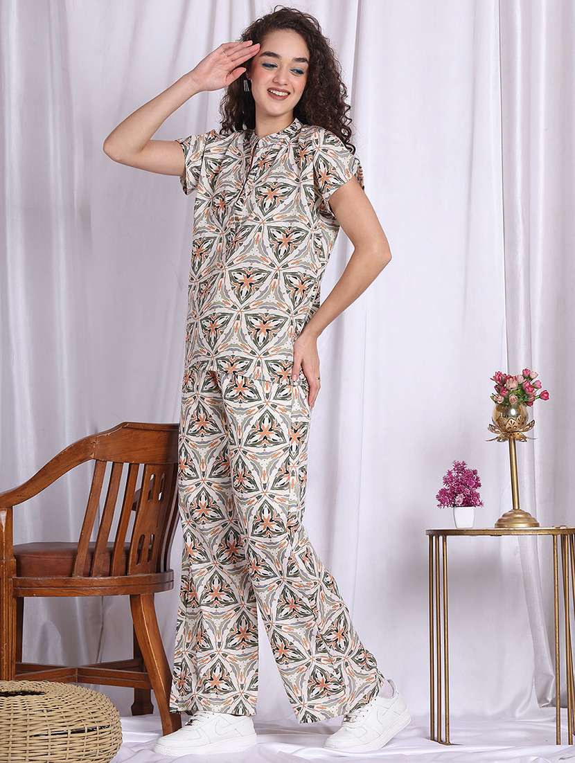 women printed top and trouser co-ord set - 22330504 -  Standard Image - 3