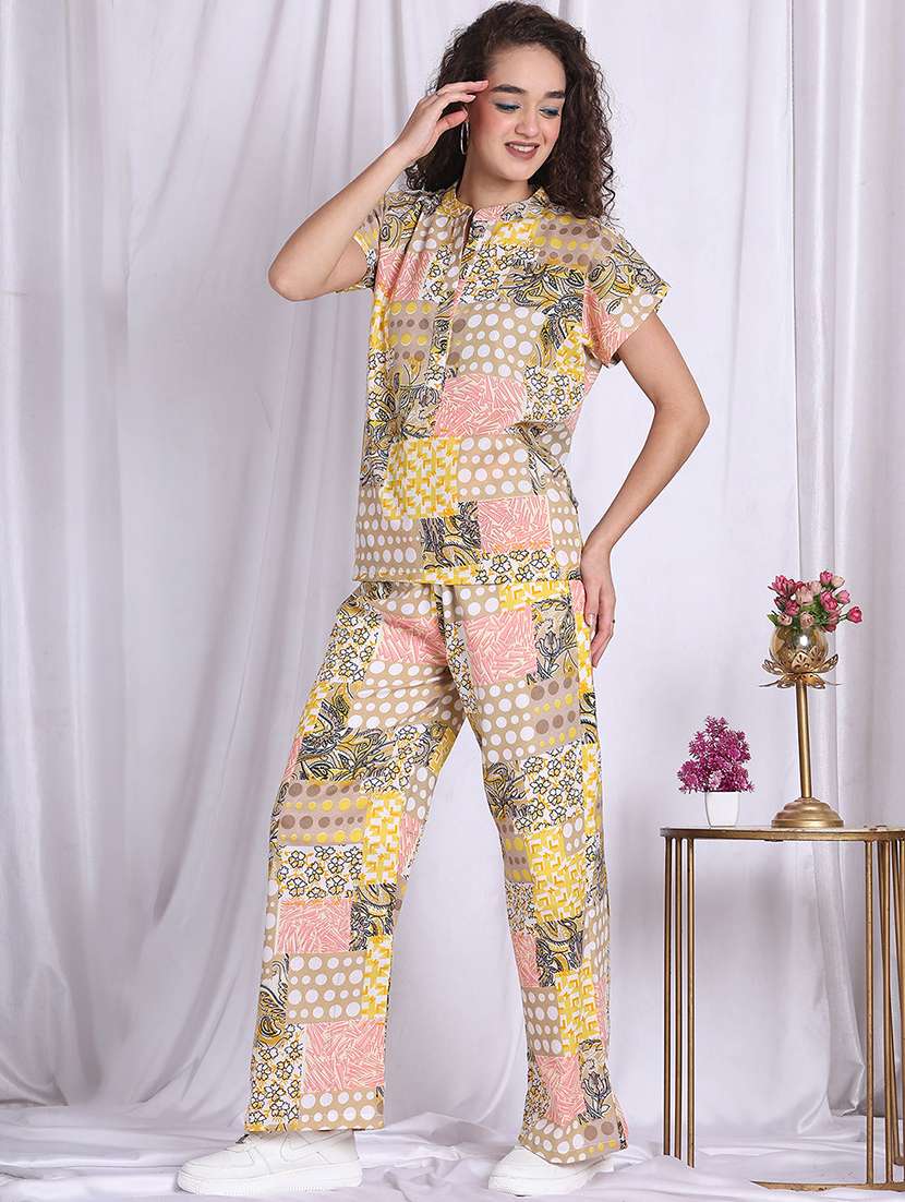 women printed top and trouser co-ord set - 22330507 -  Standard Image - 3