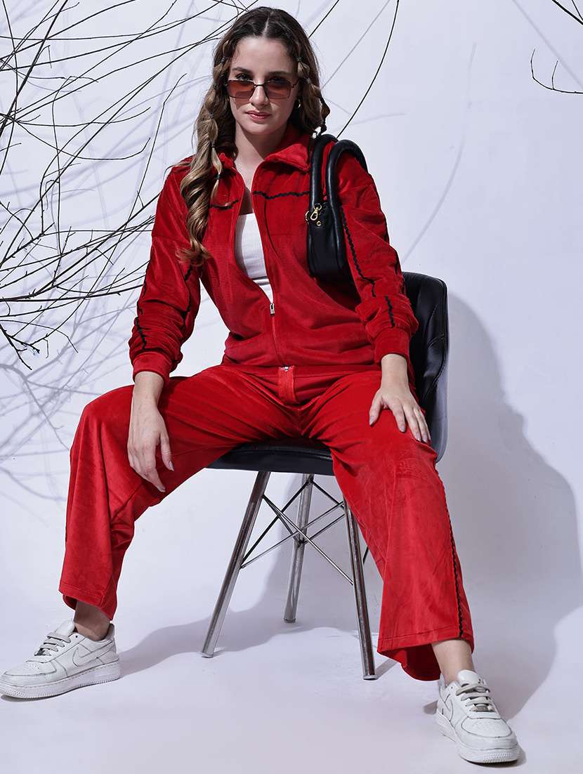 women solid long sleeve winter co-ord set - 22330535 -  Standard Image - 3