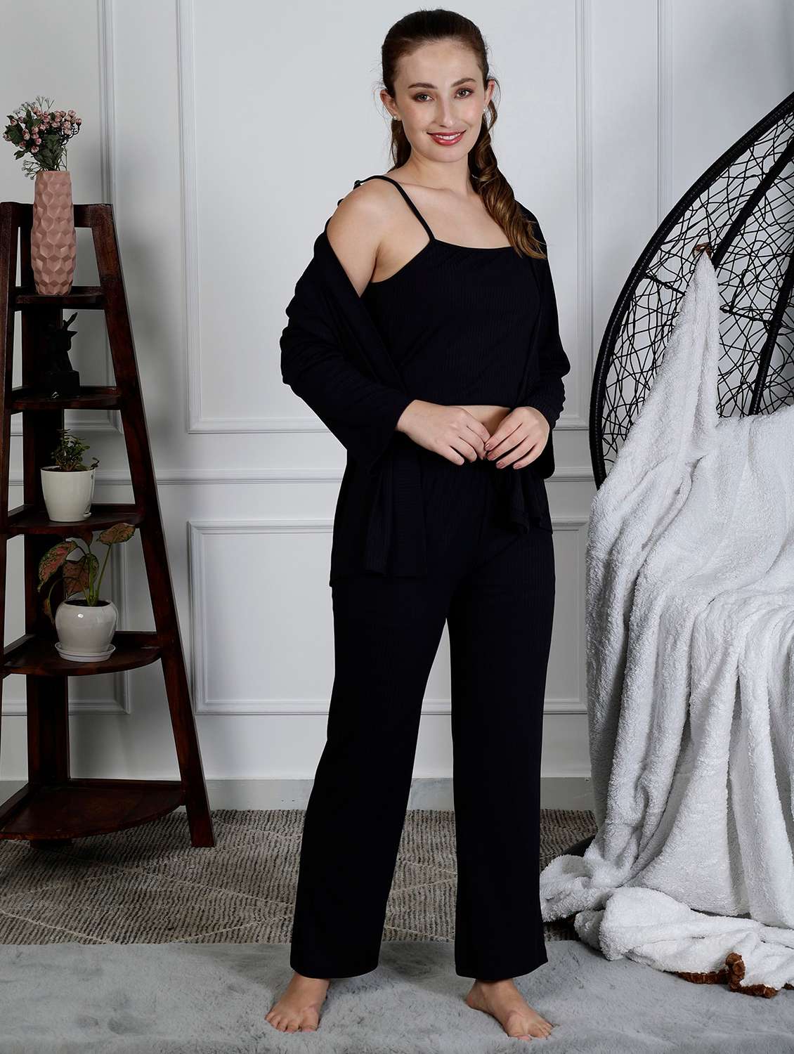 women solid nightwear pyjama set - 22330541 -  Standard Image - 3