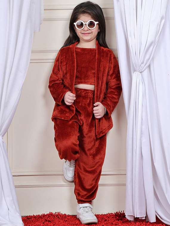 girls solid full length co-ord set