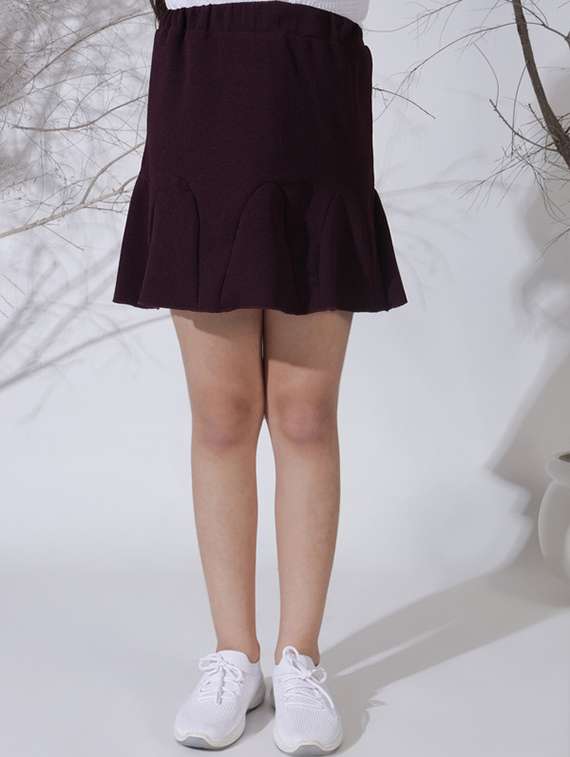 girls solid mid rise a-line skirt