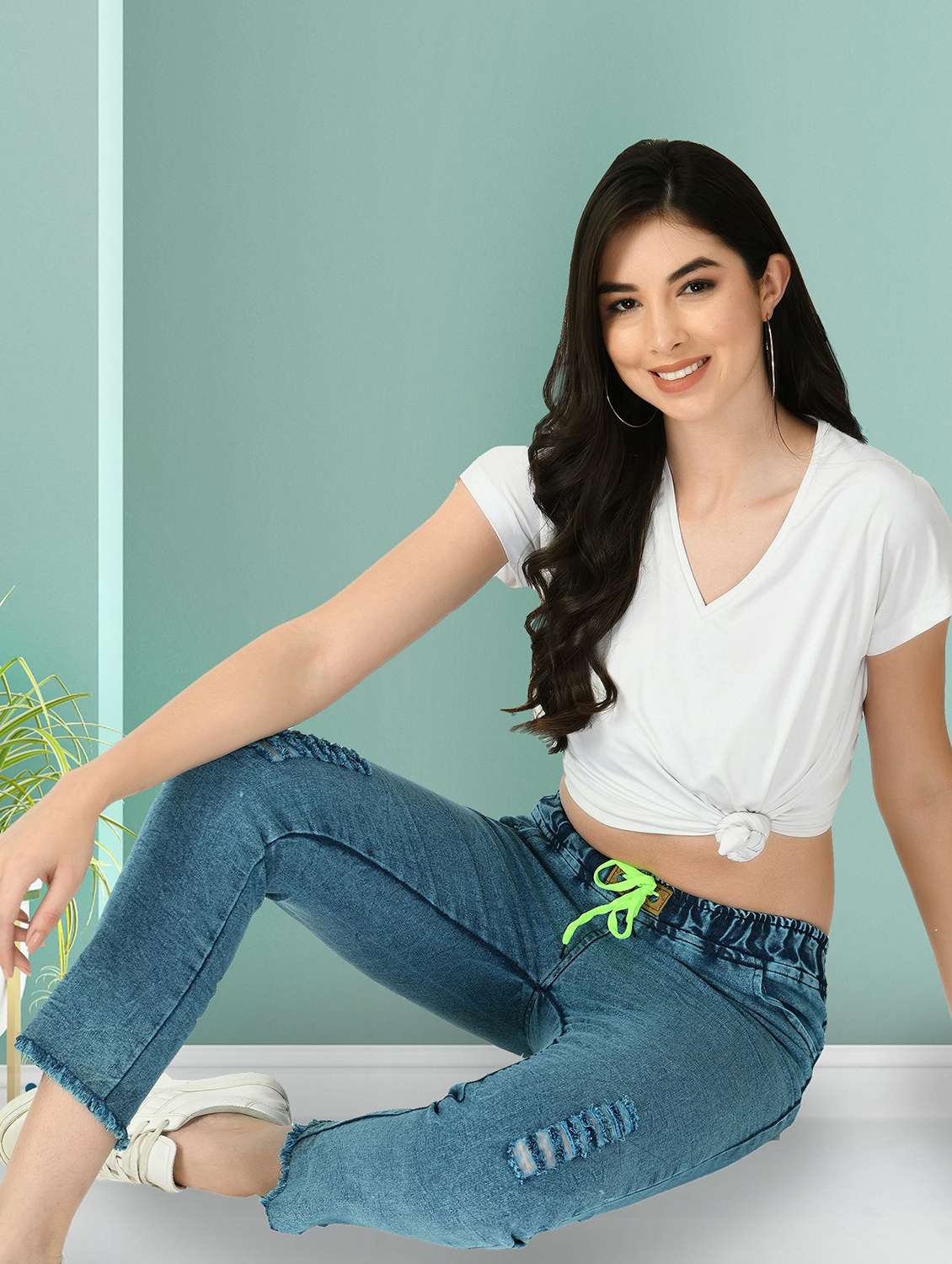 women distressed mid rise slim fit jean - 22330570 -  Standard Image - 3