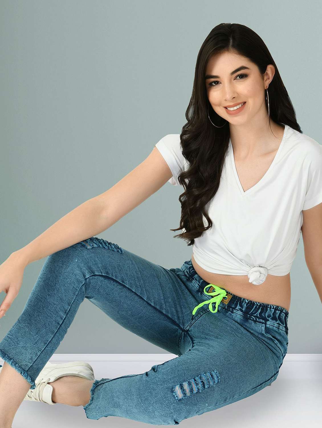 women distressed mid rise slim fit jean - 22330572 -  Standard Image - 3