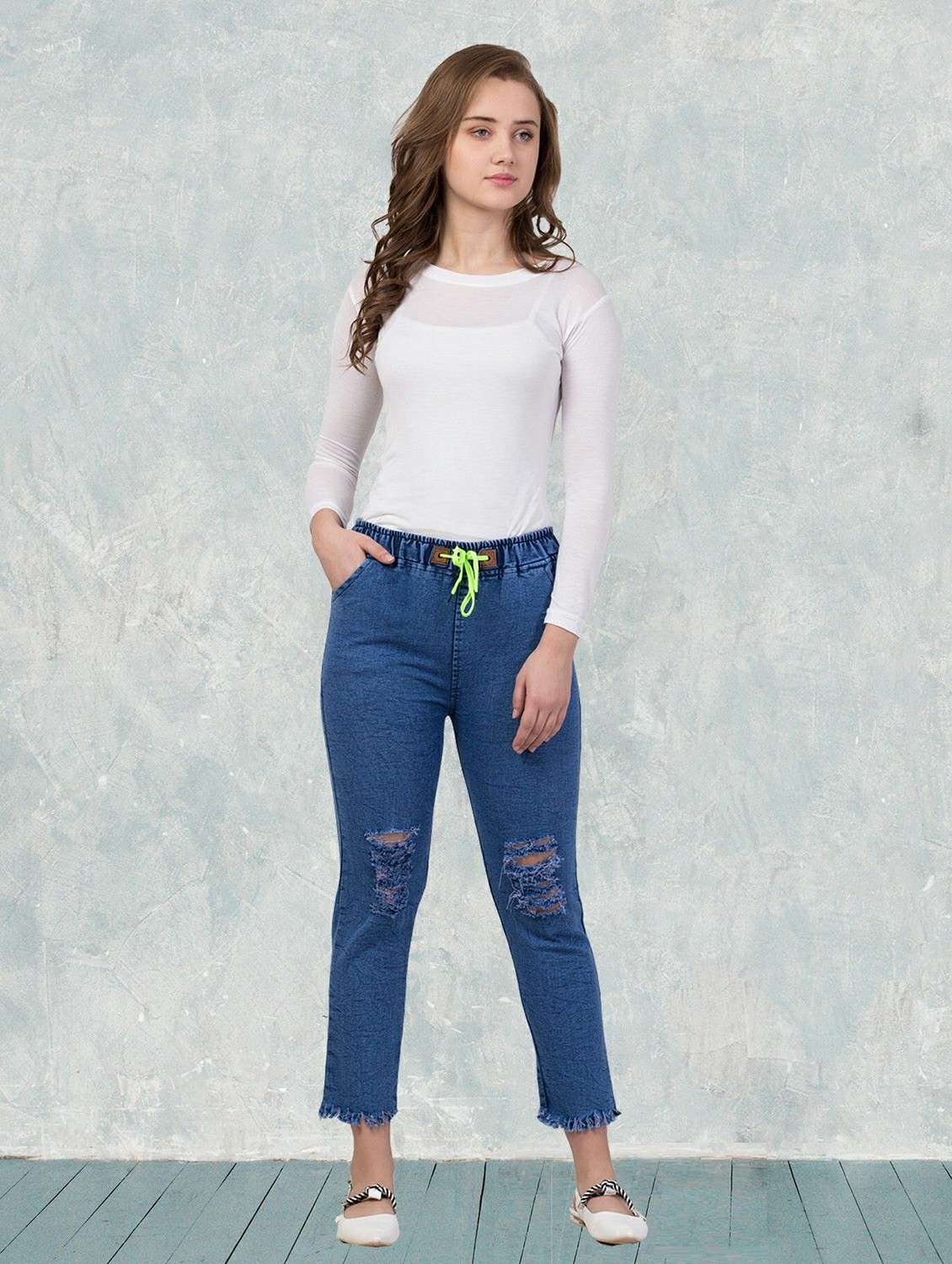 women distressed mid rise slim fit jean - 22330590 -  Standard Image - 3