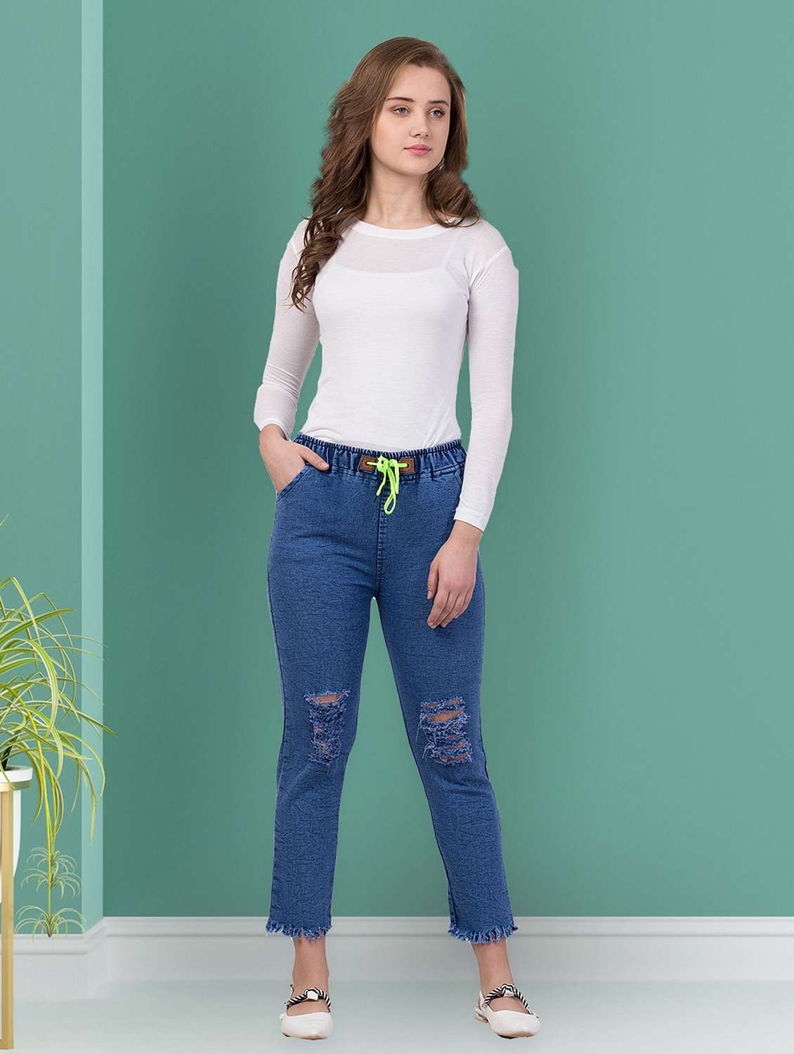 women distressed mid rise slim fit jean - 22330591 -  Standard Image - 3