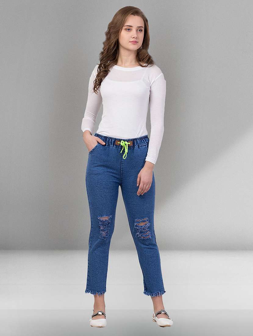 women distressed mid rise slim fit jean - 22330598 -  Standard Image - 3