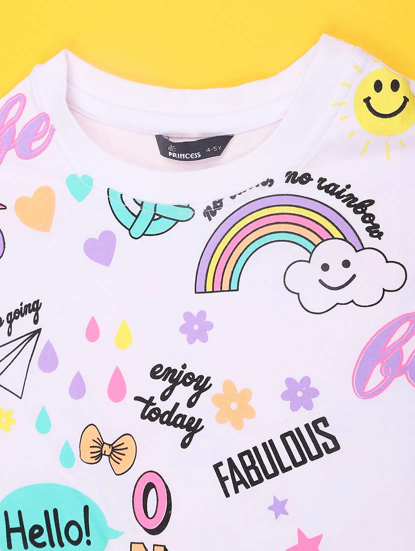 girls printed round neck tee - 22330650 -  Standard Image - 3