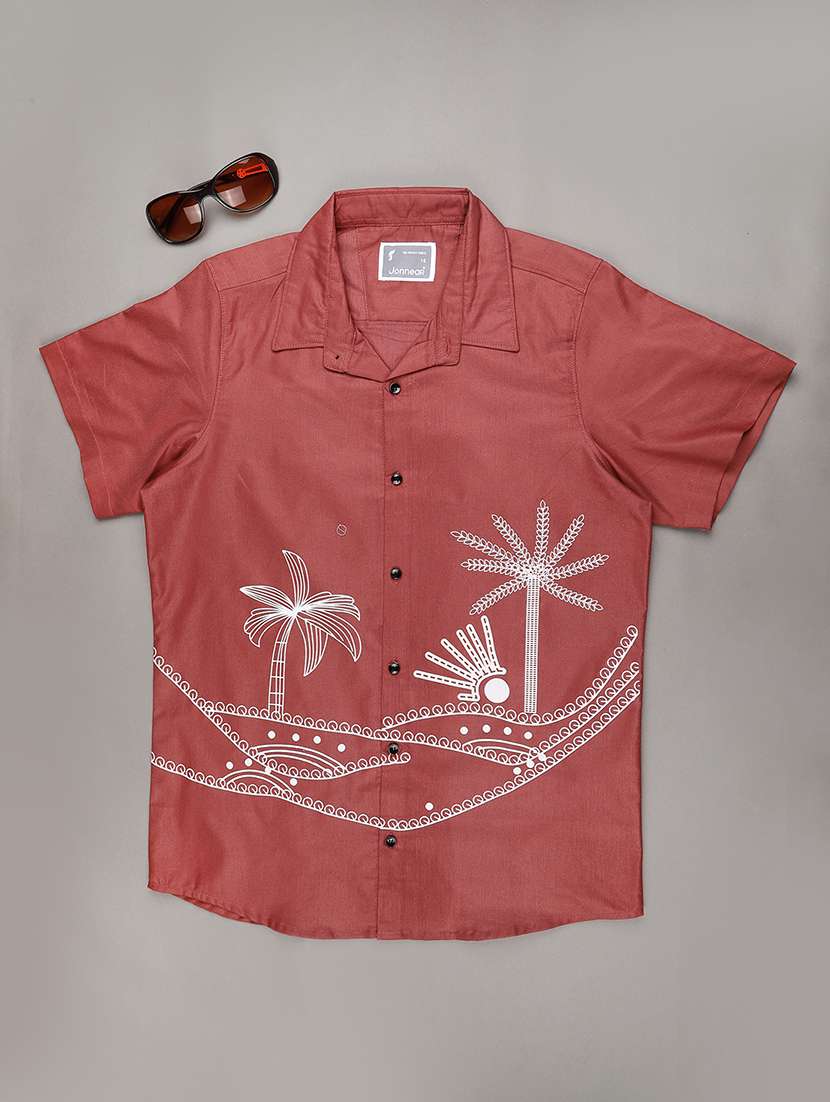 boys printed short sleeve collared shirt
