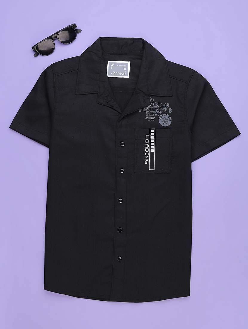 boys printed short sleeve collared shirt